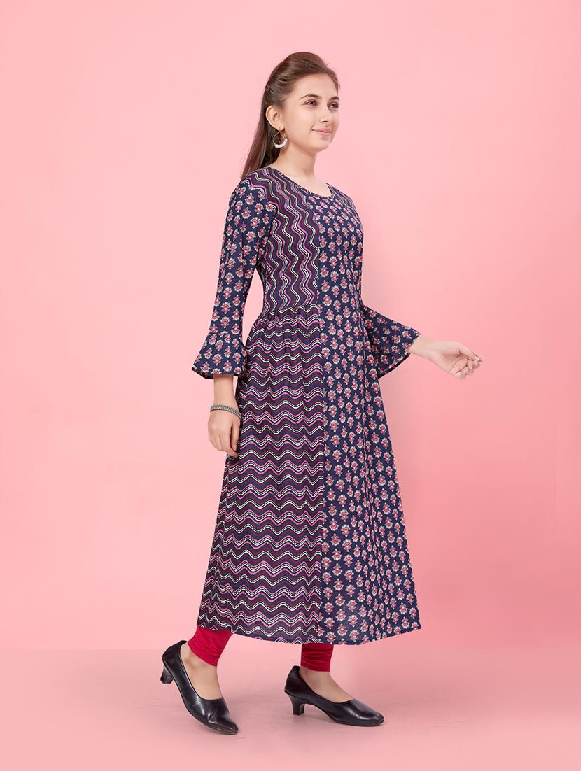 girls printed ethnic wear suit set - 21462540 - Standard Image - 2