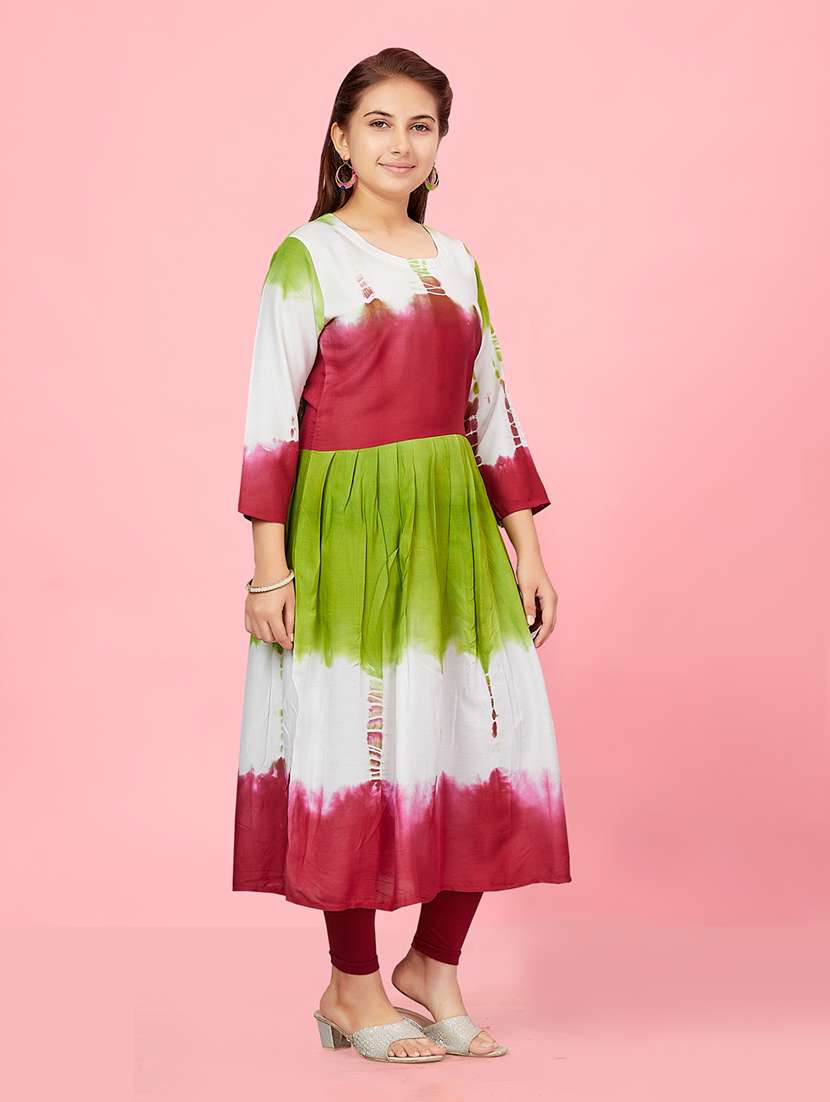girls white cotton a-line kurta - 21462689 -  Standard Image - 2