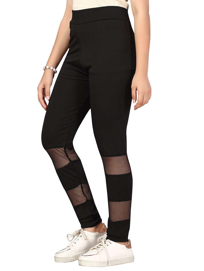 girls black solids track pant - 21462735 -  Standard Image - 2