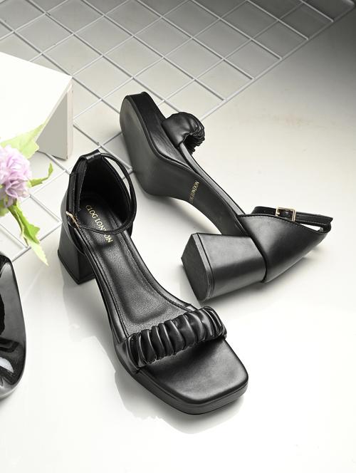 black synthetic back strap sandals - 21463007 -  Standard Image - 0