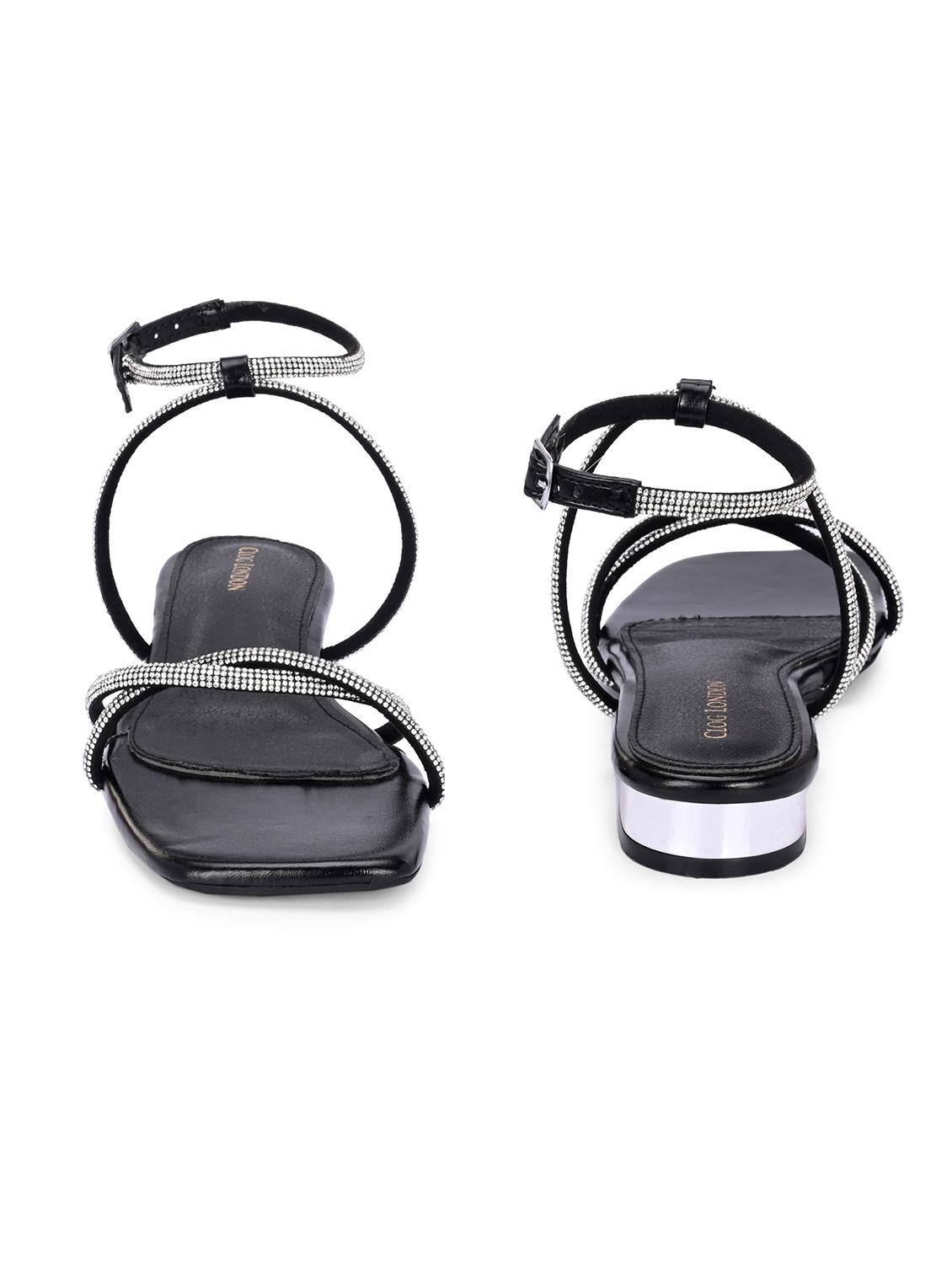 black synthetic back strap sandals - 21463014 - Standard Image - 2