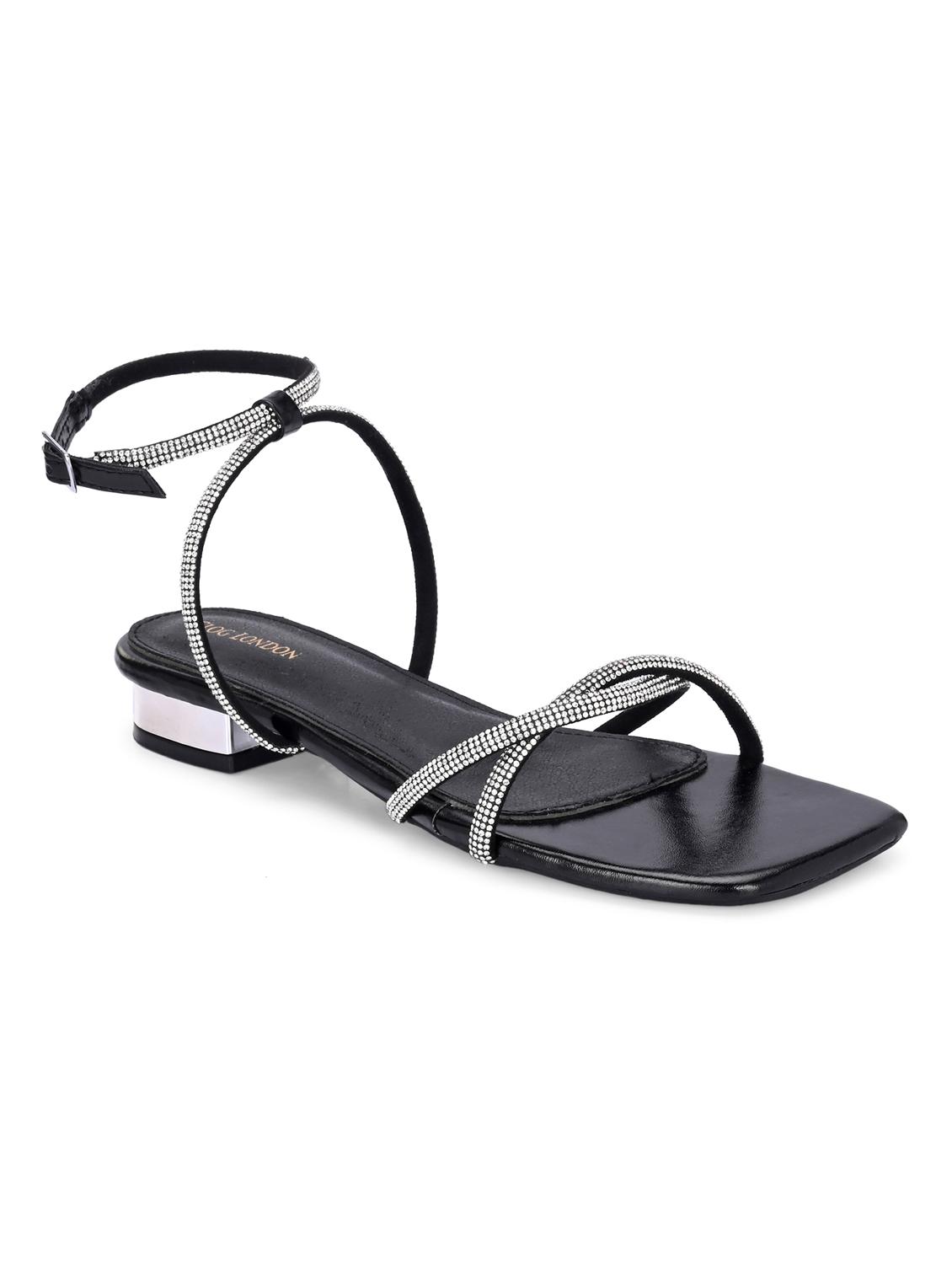 black synthetic back strap sandals - 21463014 - Standard Image - 2