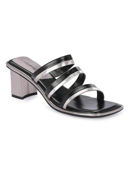 black synthetic slip on sandals - 21463018 -  Standard Image - 0