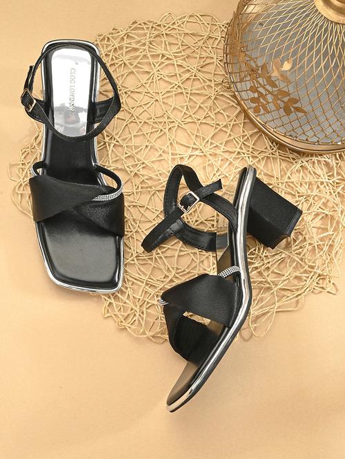 black synthetic back strap sandals - 21463020 -  Standard Image - 0