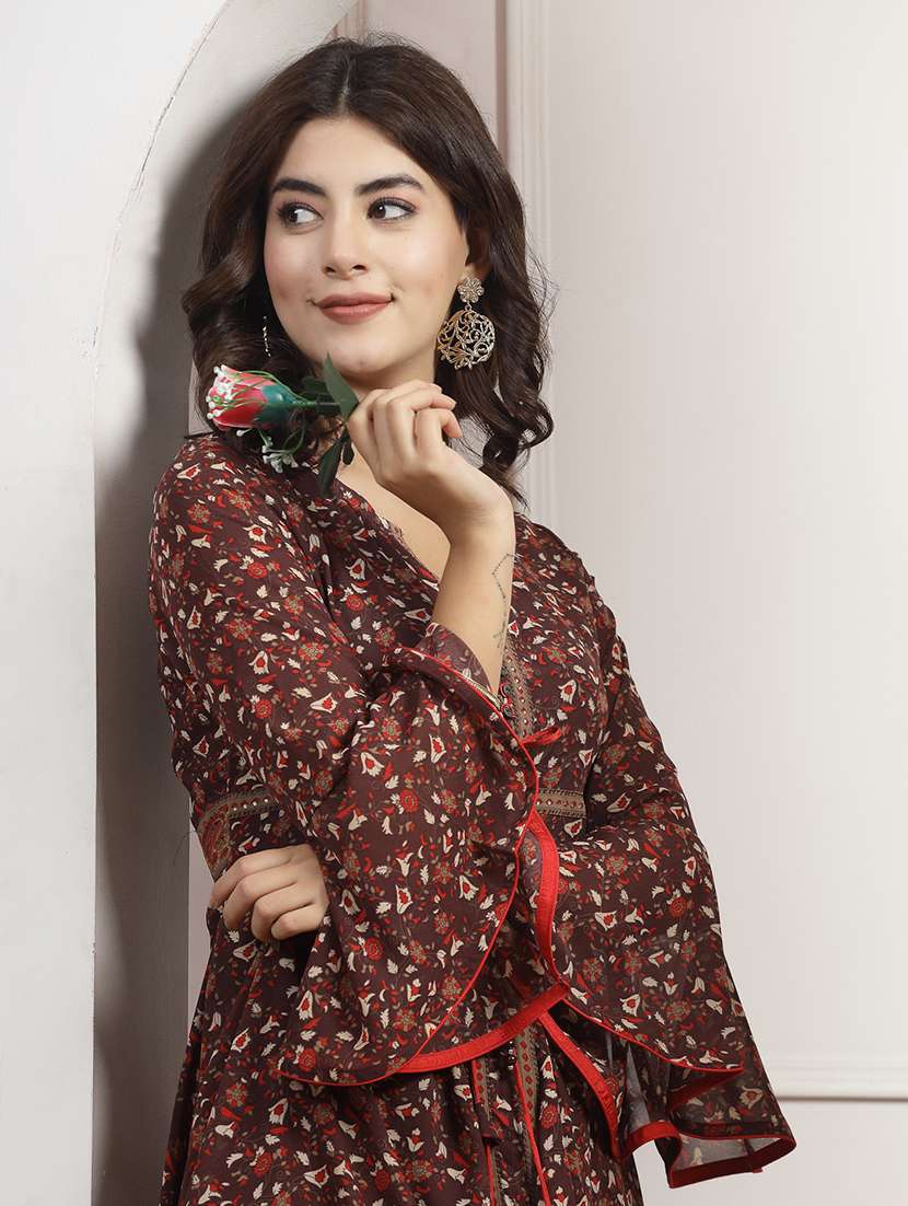 women maroon printed a-line kurti - 21463034 -  Standard Image - 2