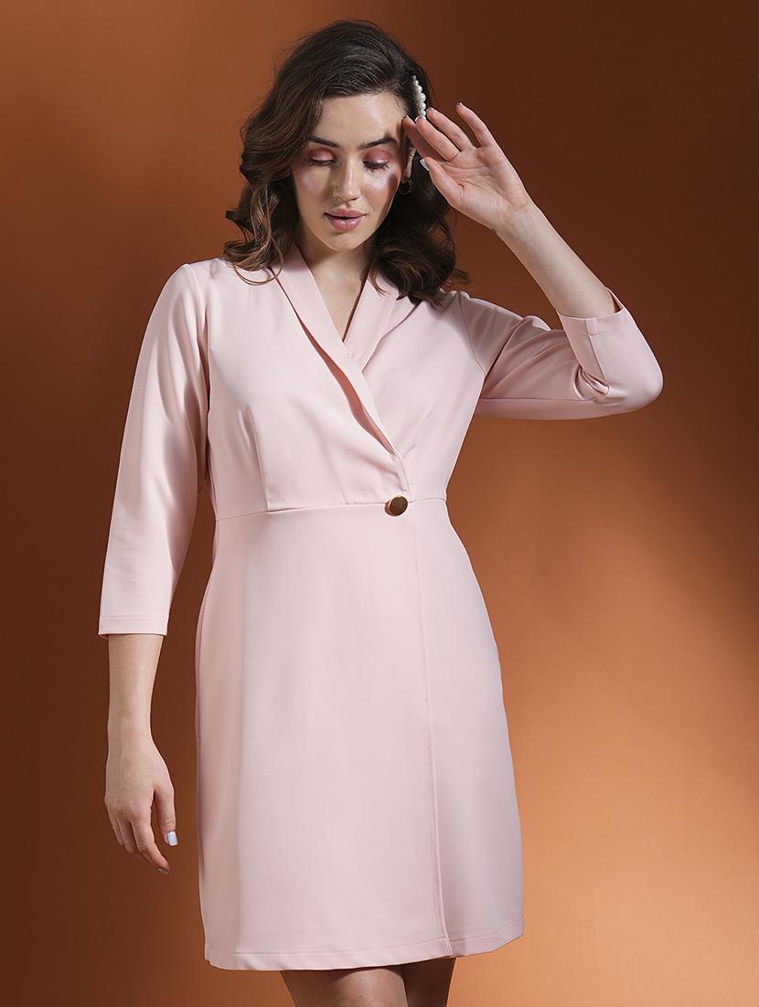 globus women pink lapel collar over lap sheath workwear blazer dress - 21463123 - Zoom Image - 0