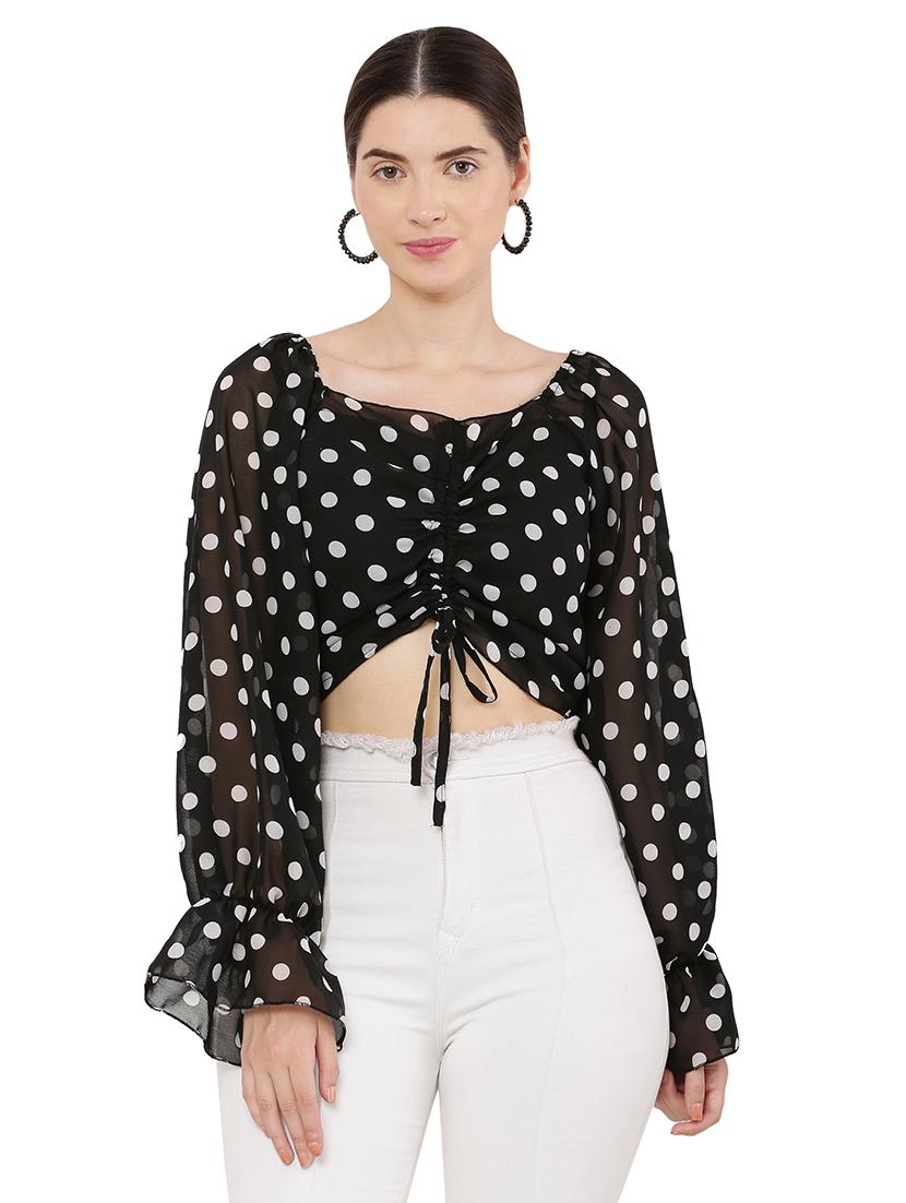 women black georgette crop top