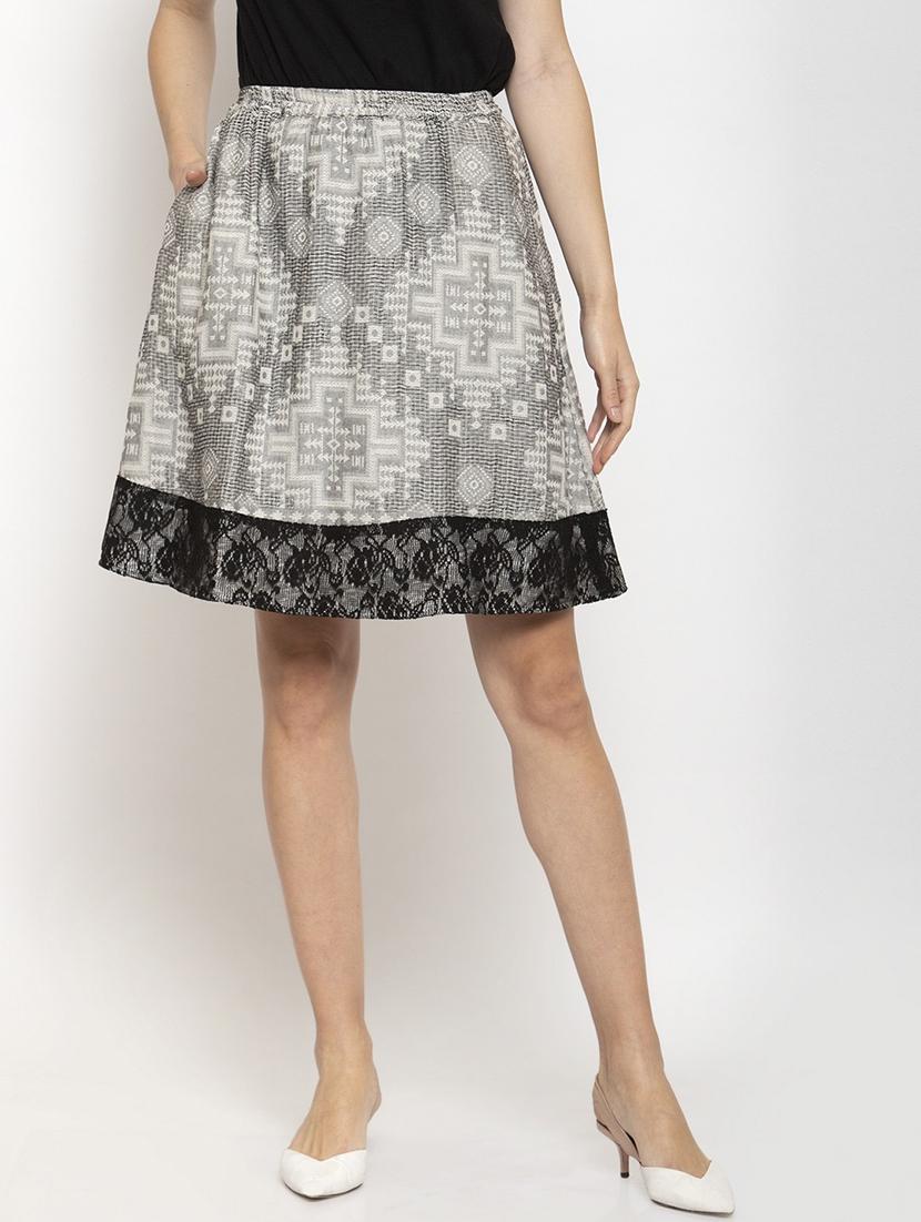 grey printed flared skirt - 21463173 -  Zoom Image - 0