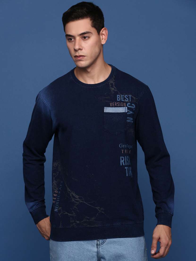 men long sleeves front & back print sweatshirt