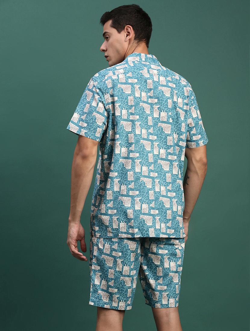 men printed shirt & shorts co-ord set - 21463210 - Standard Image - 2