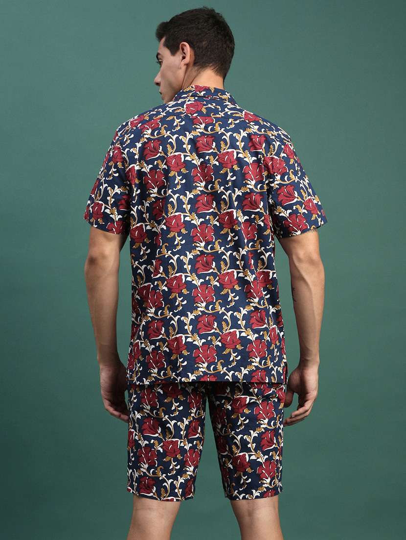 men printed shirt & shorts co-ord set - 21463211 - Standard Image - 2