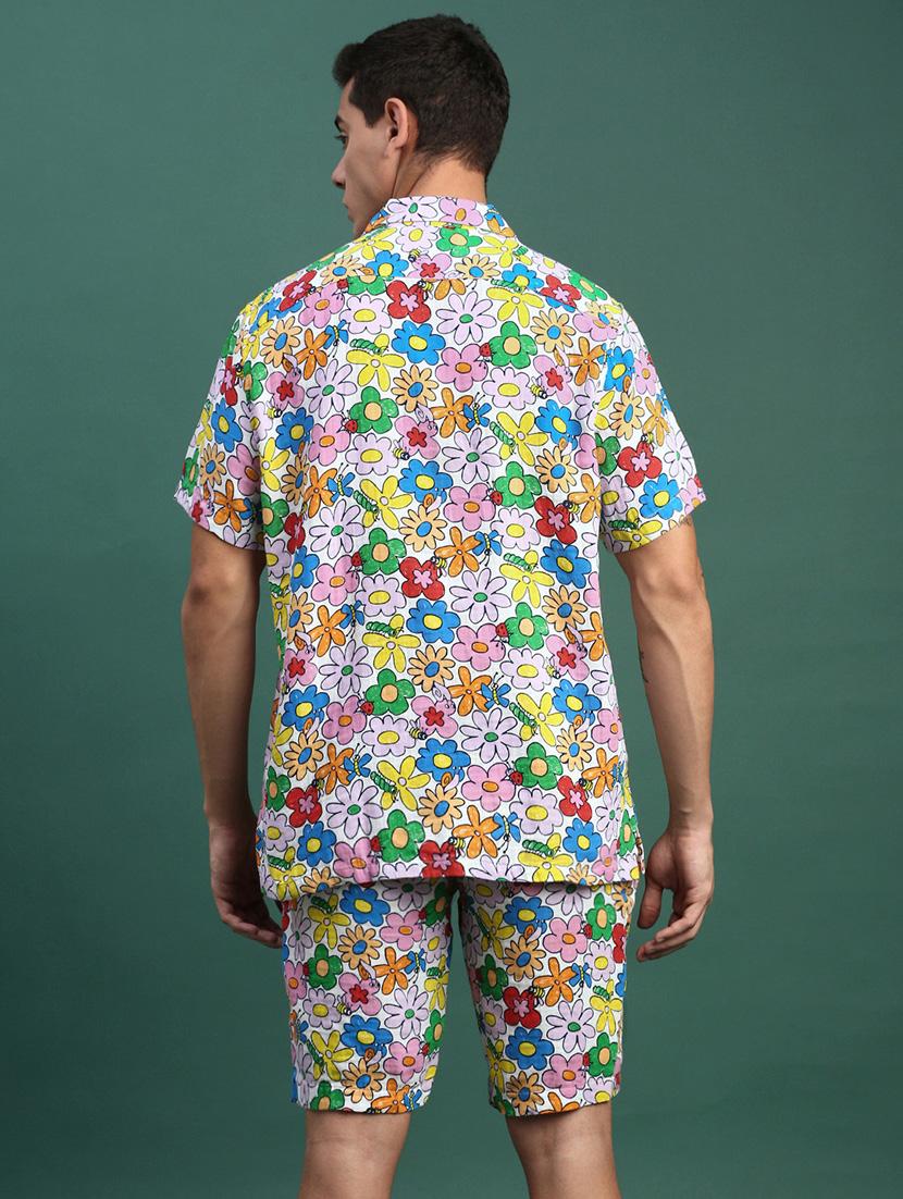 men printed shirt & shorts co-ord set - 21463216 - Standard Image - 2