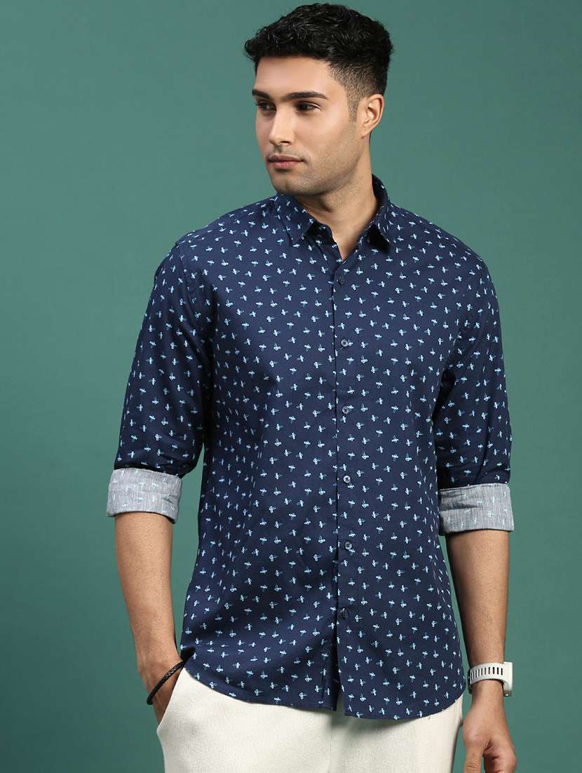 men printed cotton casual shirt