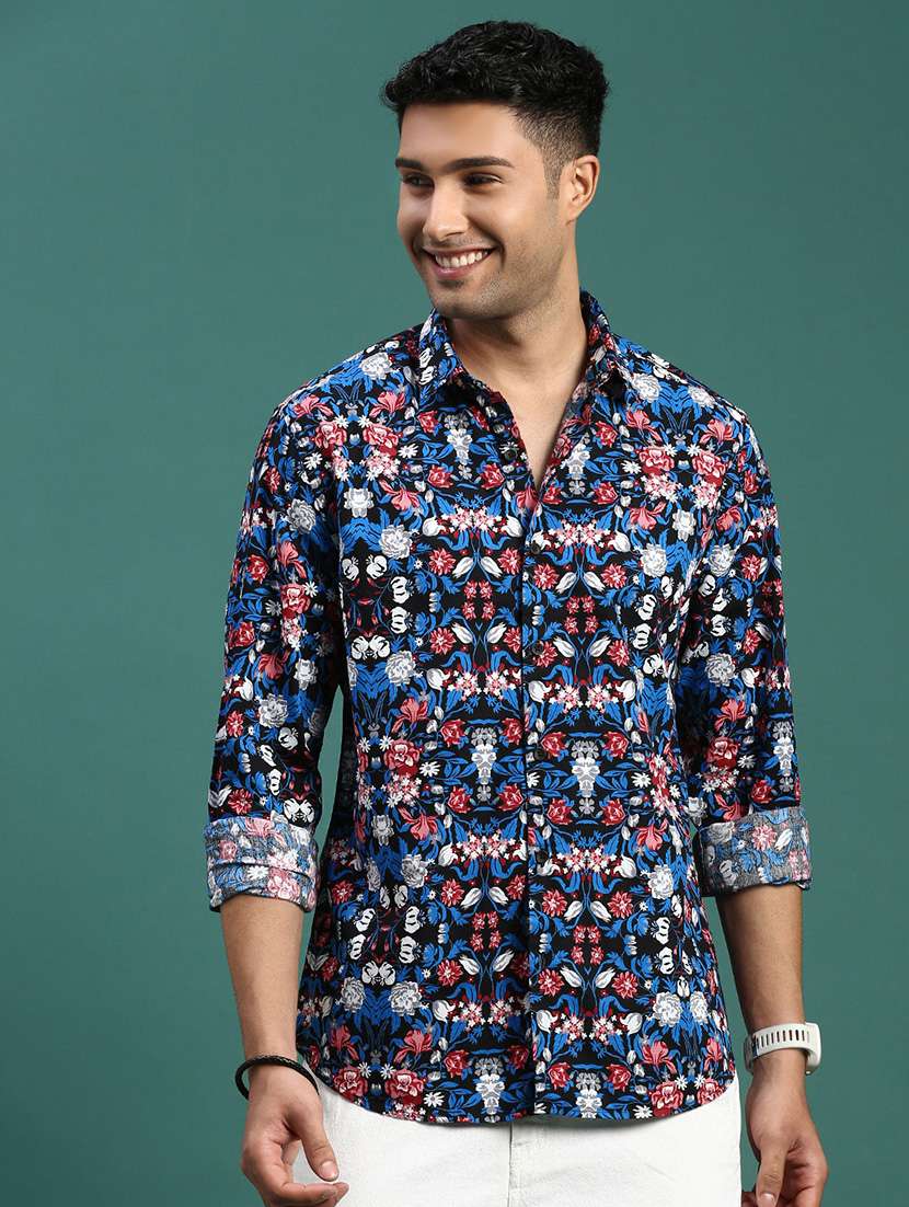 men printed cotton casual shirt