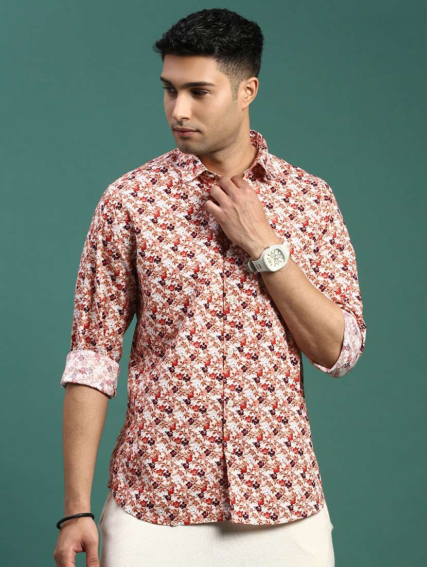 men printed cotton casual shirt