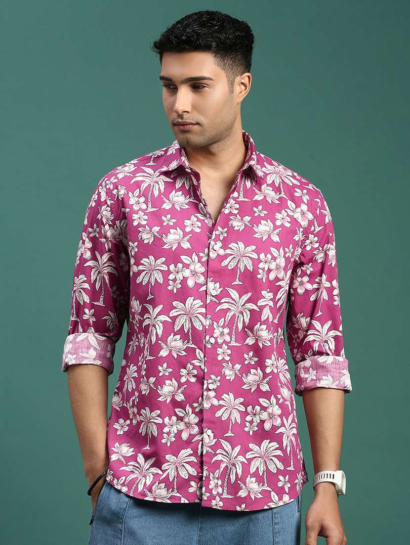 men printed cotton casual shirt