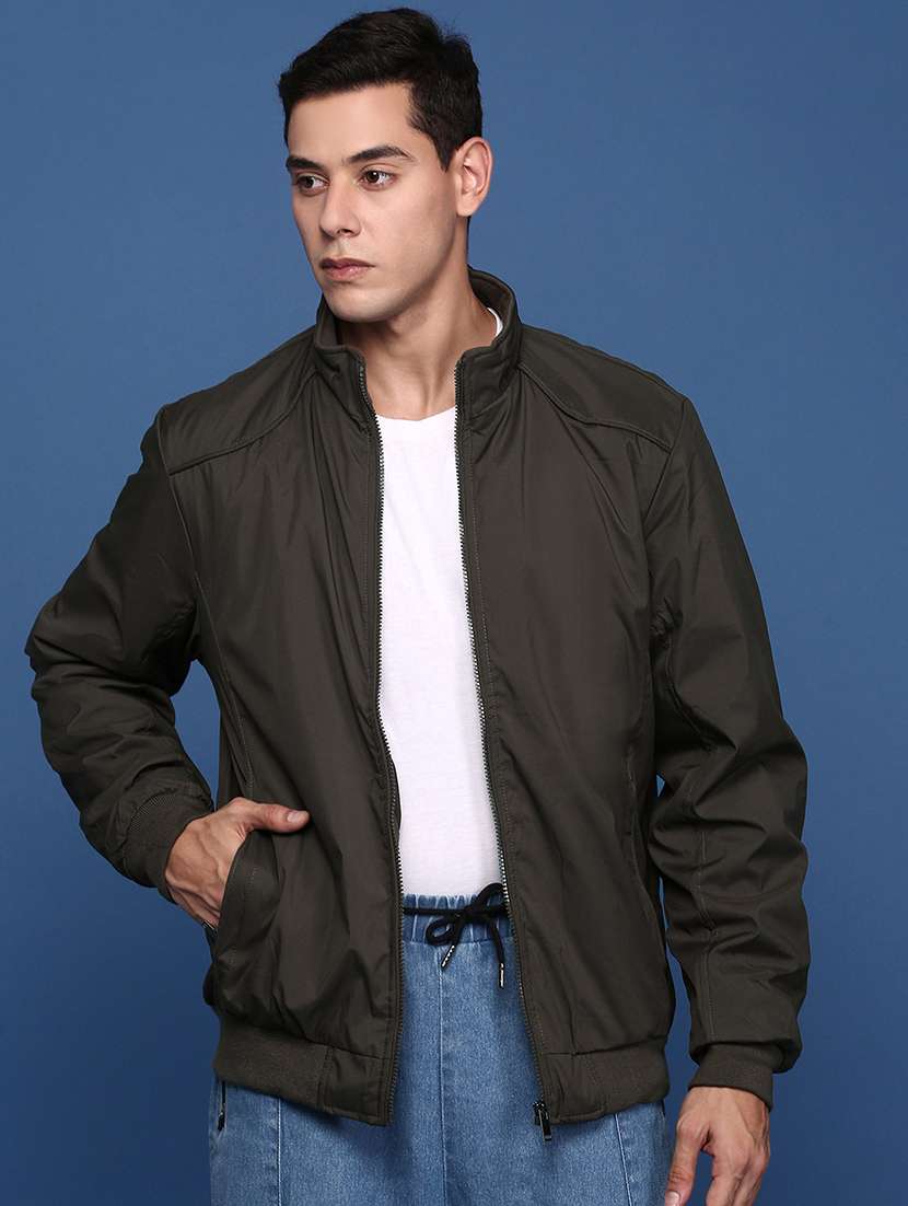 olive nylon bomber jacket
