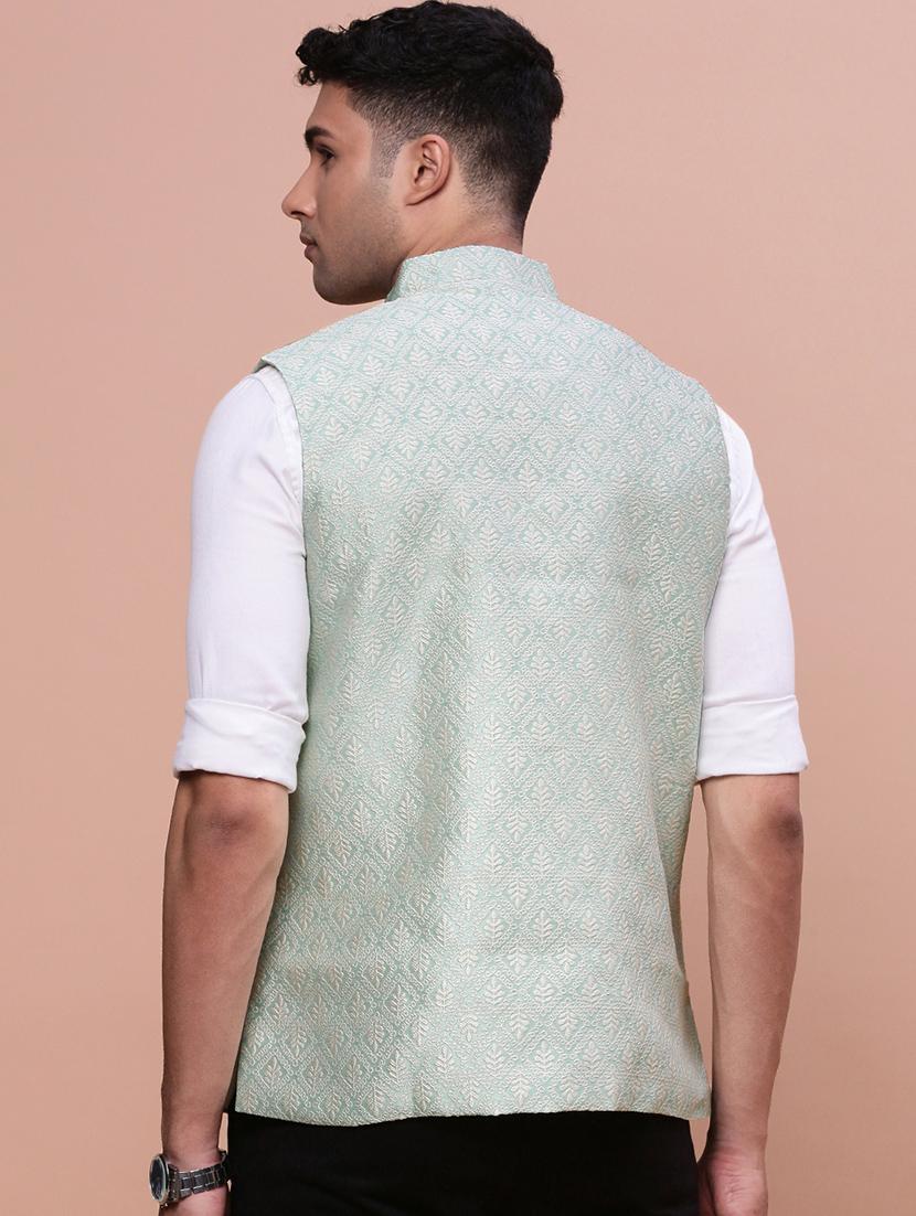 men self designed mandrain neck nehru jacket - 21463292 - Standard Image - 2