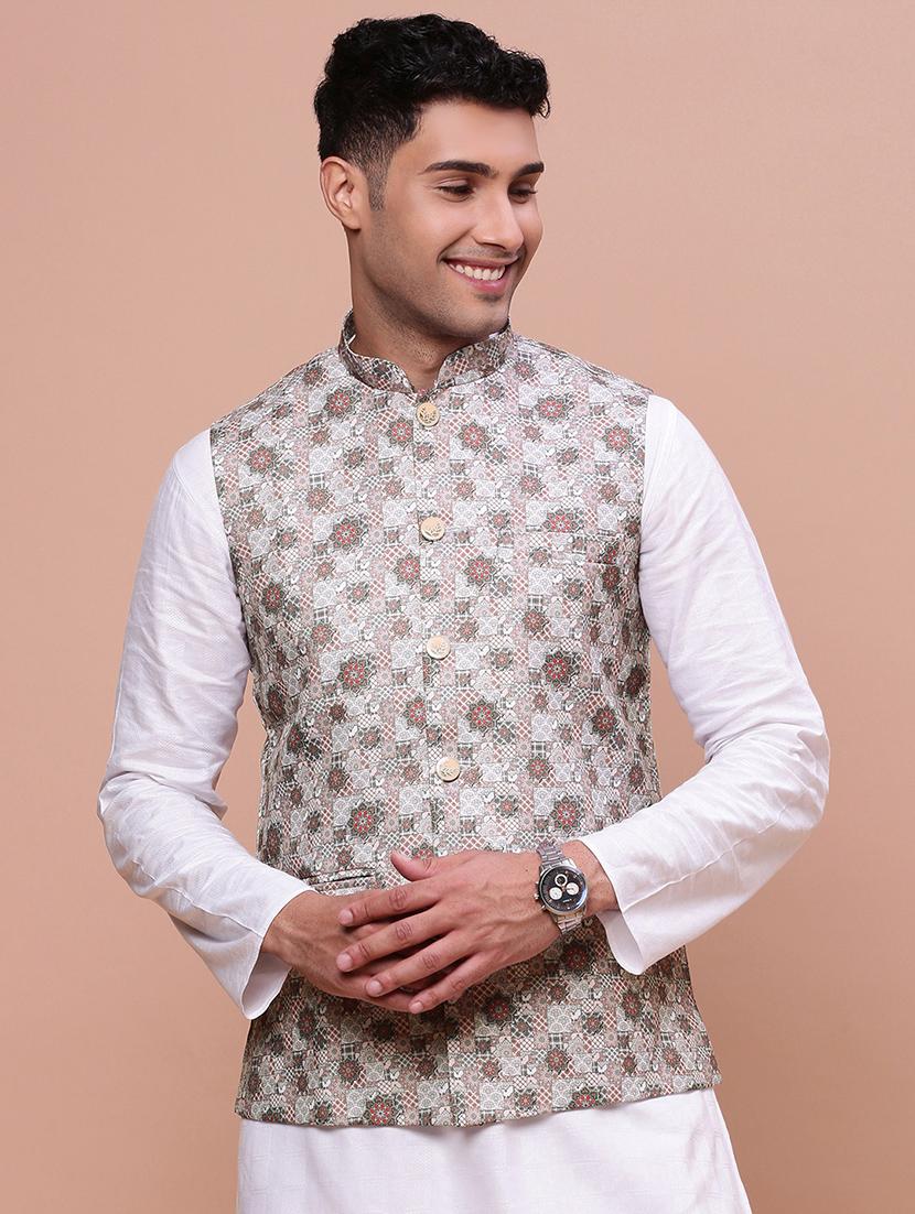 men mandrain neck nehru jacket - 21463298 - Zoom Image - 0