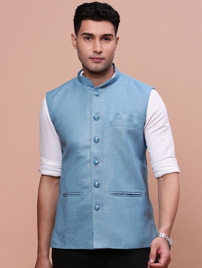 men mandrain neck nehru jacket - 21463302 -  Zoom Image - 0