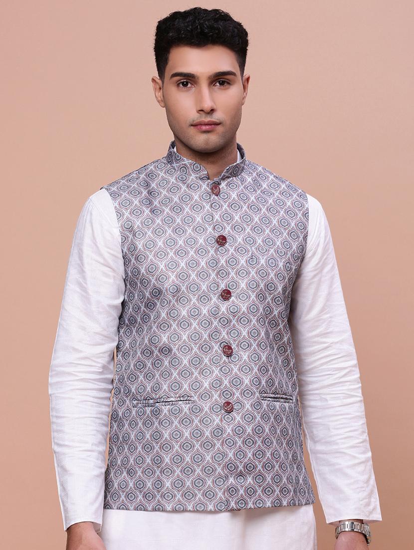 men mandrain neck nehru jacket - 21463338 - Zoom Image - 0