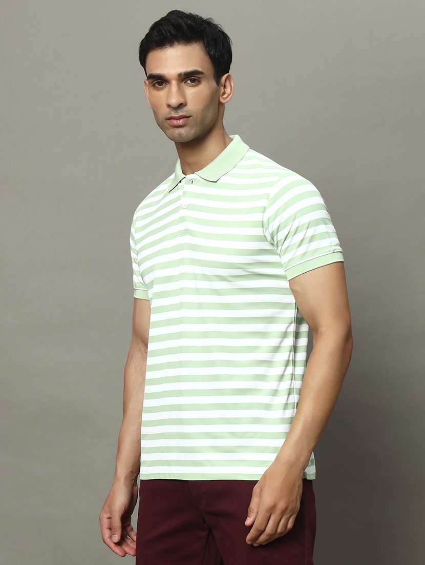 men striped polo neck t-shirt