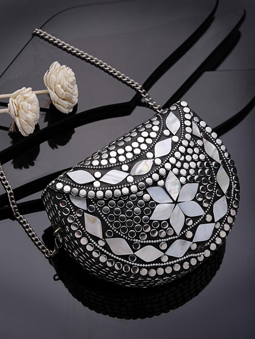 silver metal box clutch - 21463441 -  Zoom Image - 0