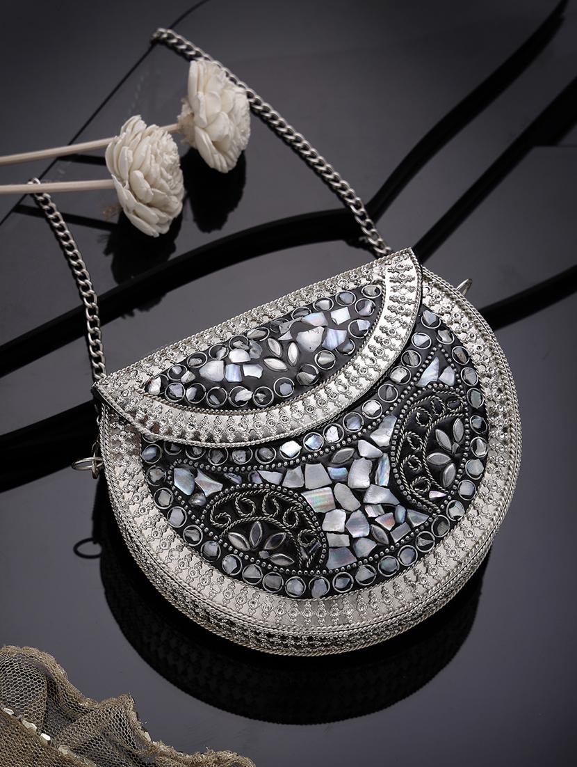 silver metal box clutch - 21463442 - Zoom Image - 0