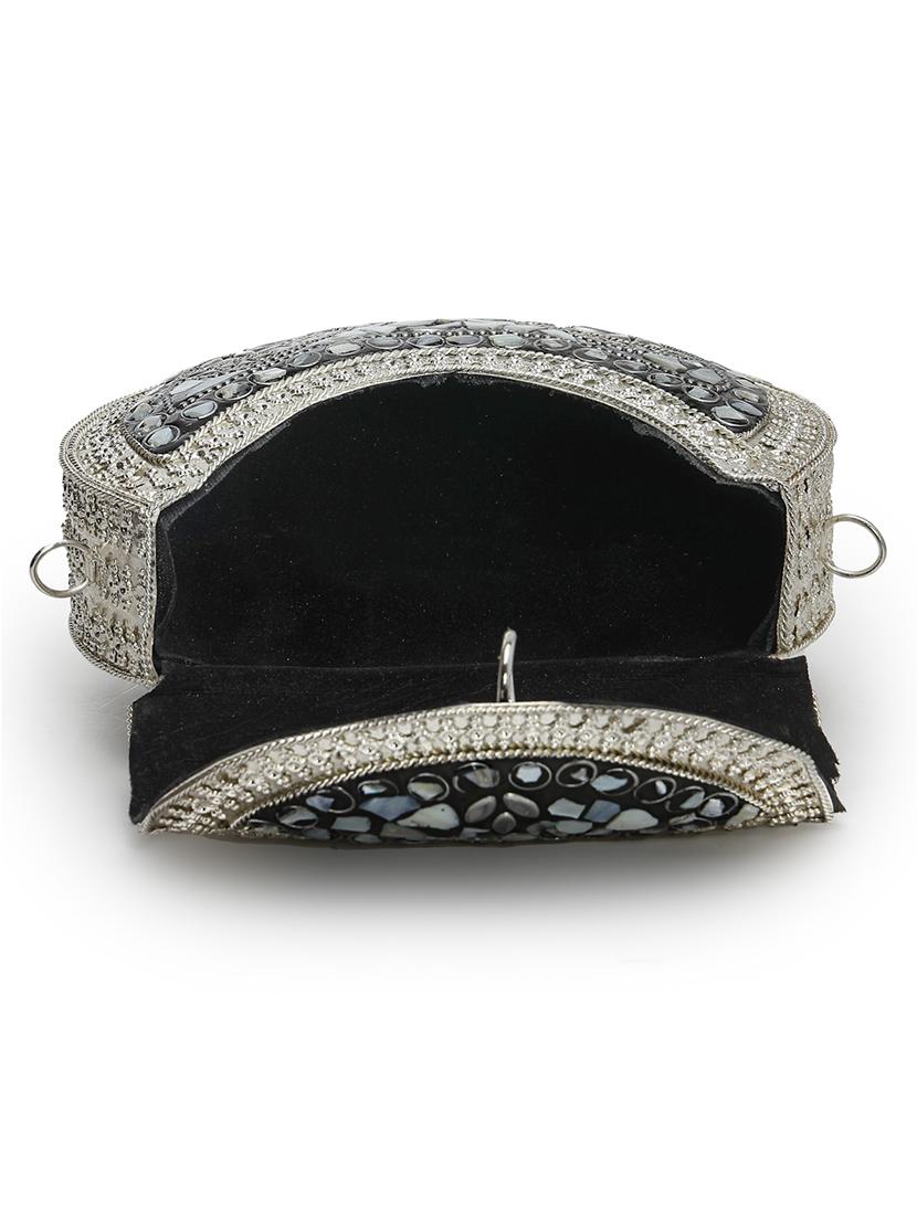 silver metal box clutch - 21463442 - Standard Image - 2