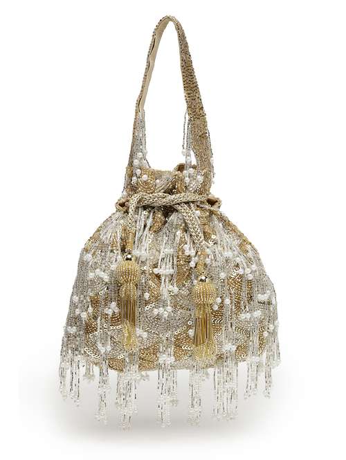 women gold suede ethnic potli - 21463458 -  Standard Image - 0