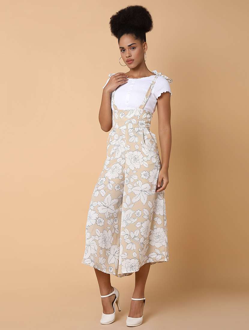 beige floral print calf length jumpsuit - 21463477 -  Standard Image - 2
