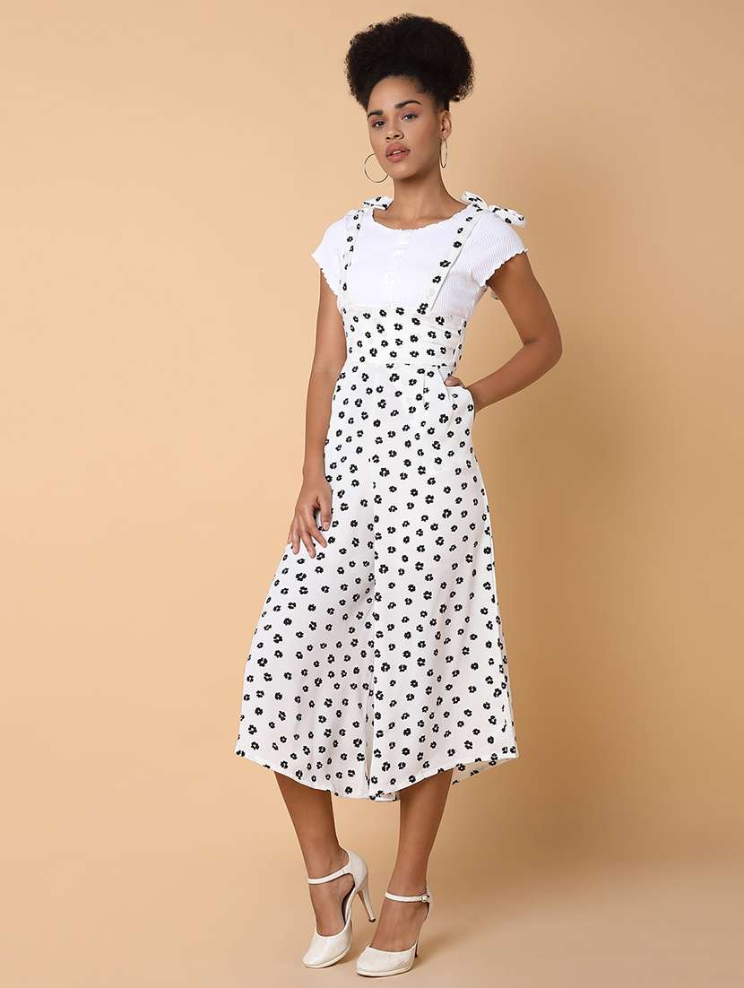 white floral print calf length jumpsuit - 21463478 -  Standard Image - 2