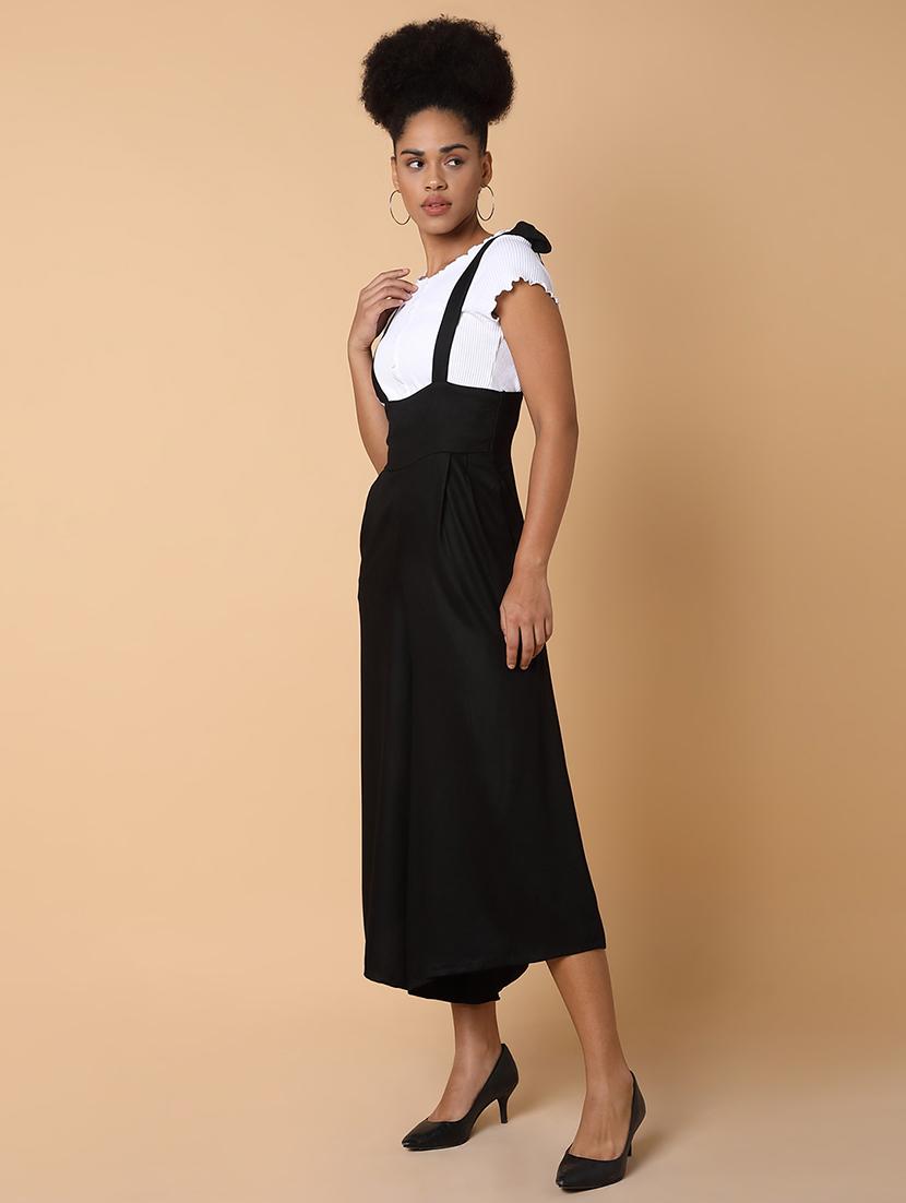black solid calf length jumpsuit - 21463481 - Standard Image - 2