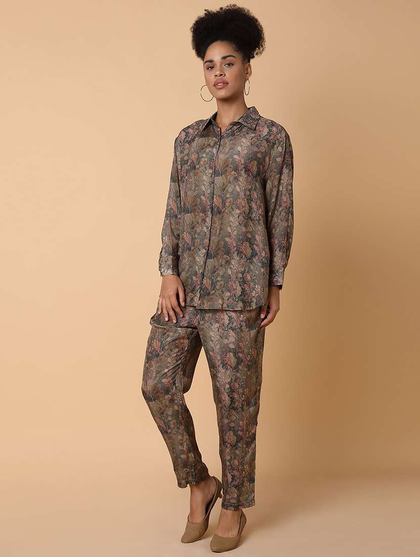 women printed shirt and trouser co-ord set - 21463495 -  Standard Image - 2