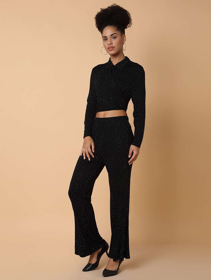 women black cotton blend top and trouser co-ord set - 21463496 -  Standard Image - 2