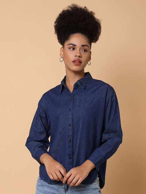 women solid long sleeves shirt - 21463510 - Standard Image - 0