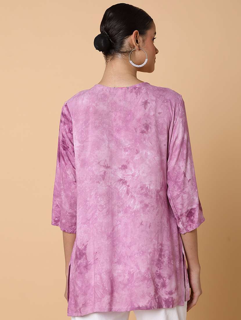 women lavender chikankari straight kurti - 21463521 -  Standard Image - 2