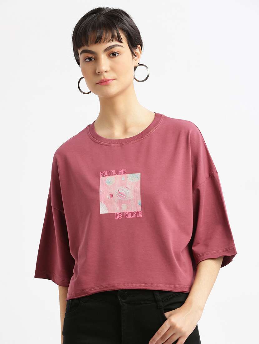 women printed boxy t-shirt