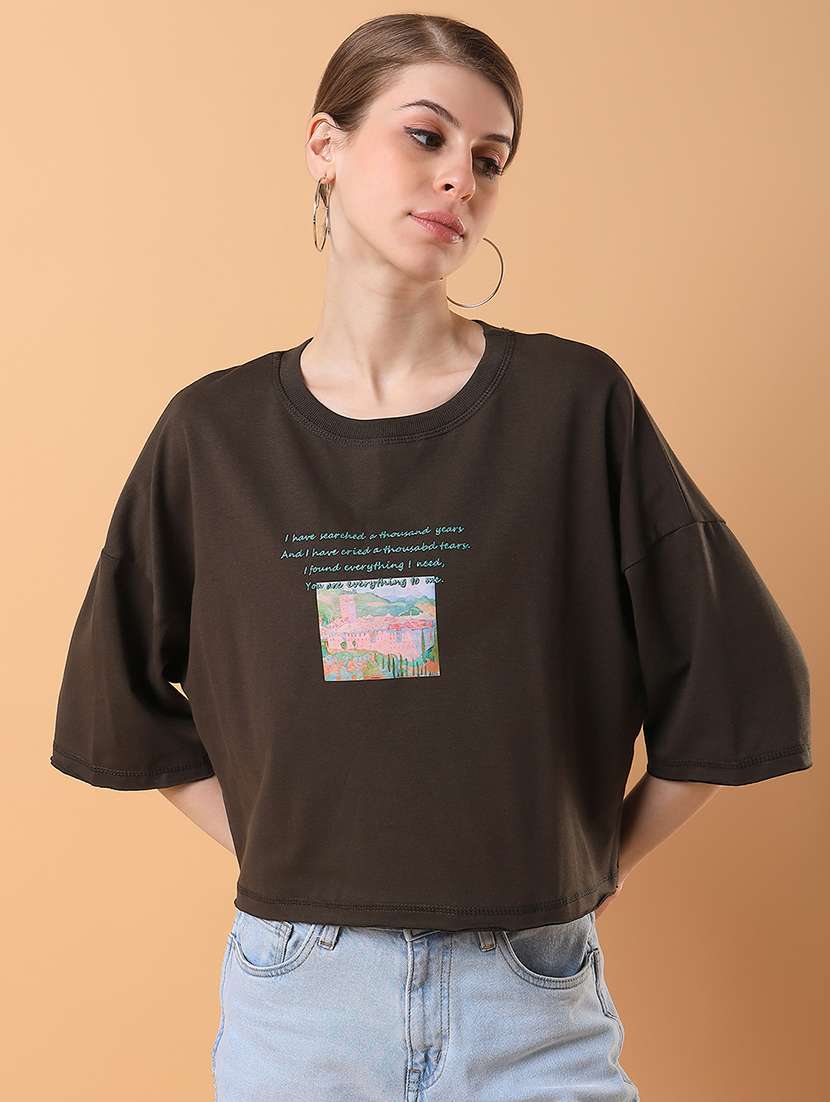 women printed boxy t-shirt