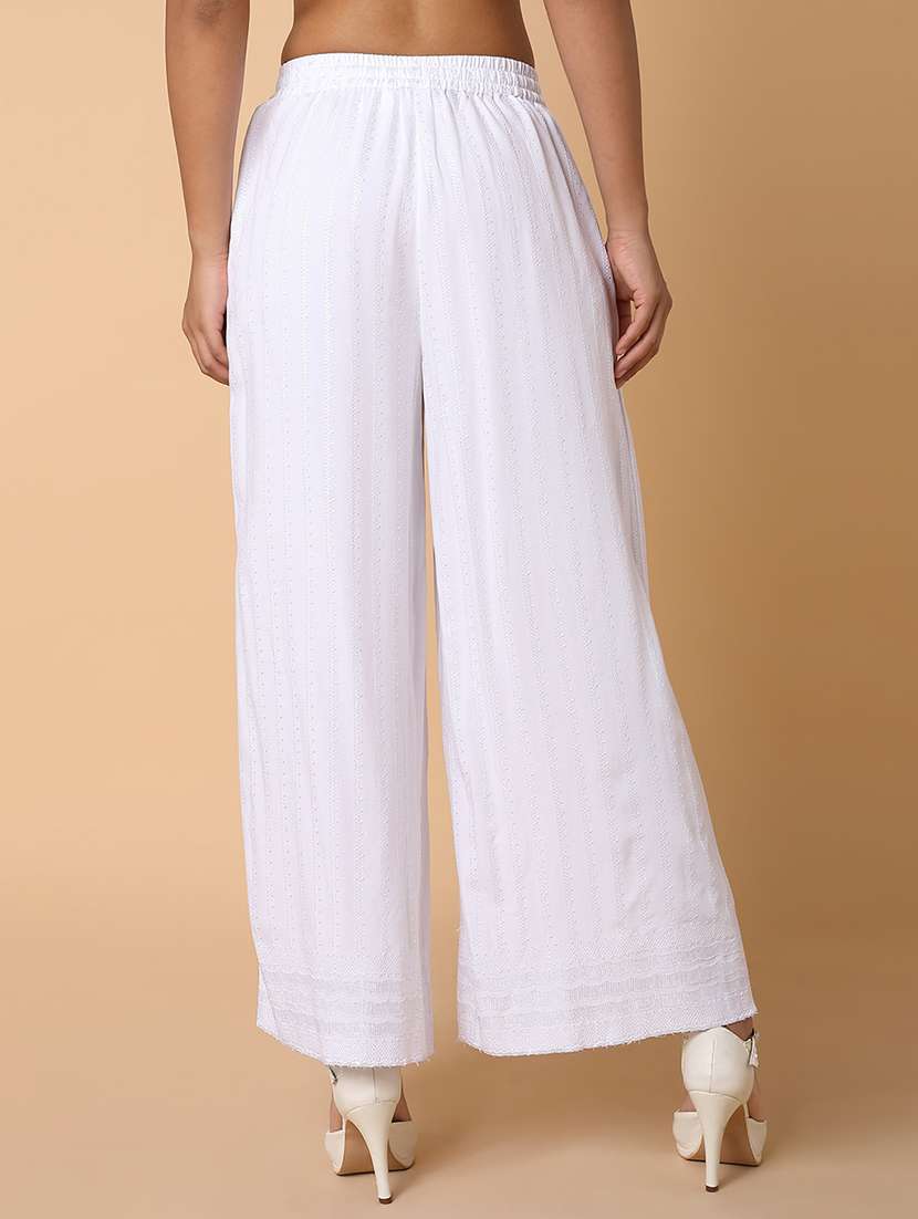 women embroidered mid rise wide leg trouser - 21463597 -  Standard Image - 2