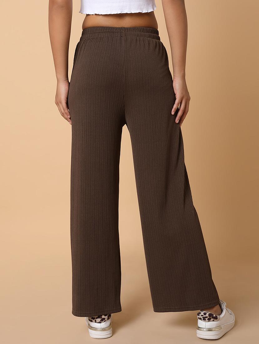 women solid mid rise wide leg trouser - 21463604 - Standard Image - 2