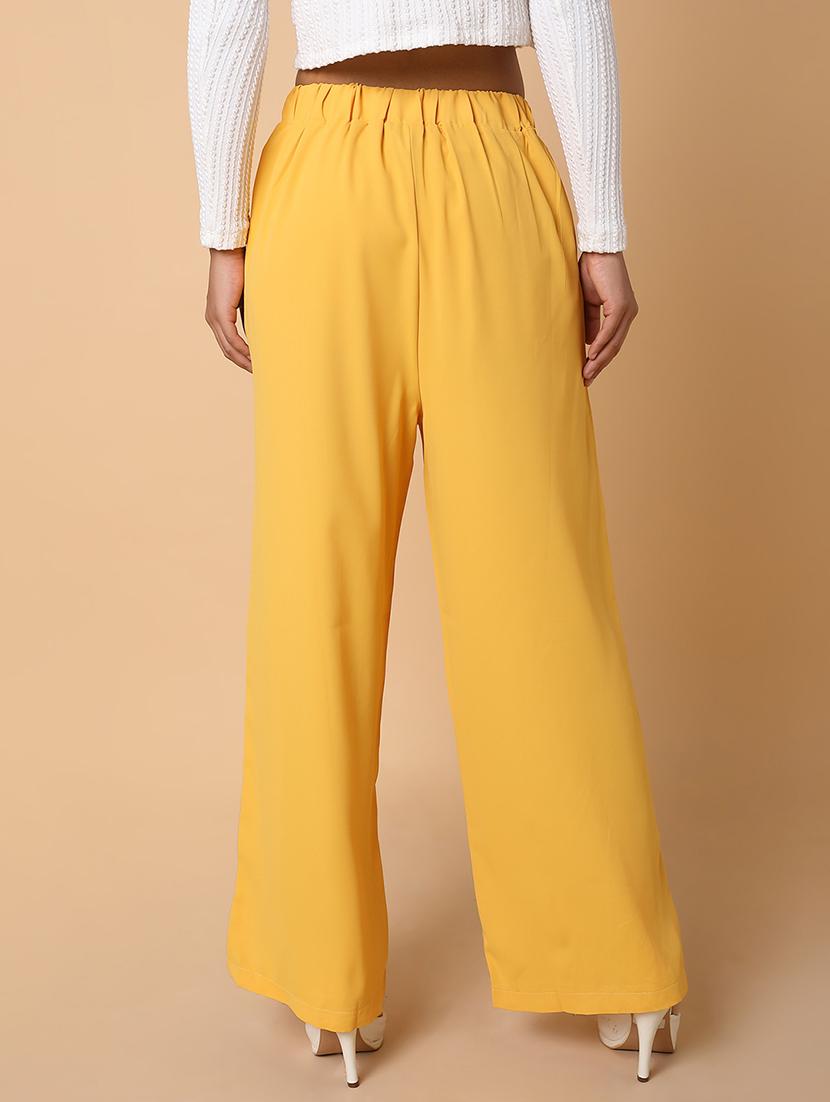 women solid high rise wide leg trouser - 21463605 - Standard Image - 2