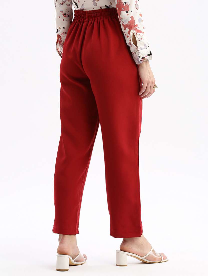 women solid mid rise tailored pants - 21463606 - Standard Image - 2