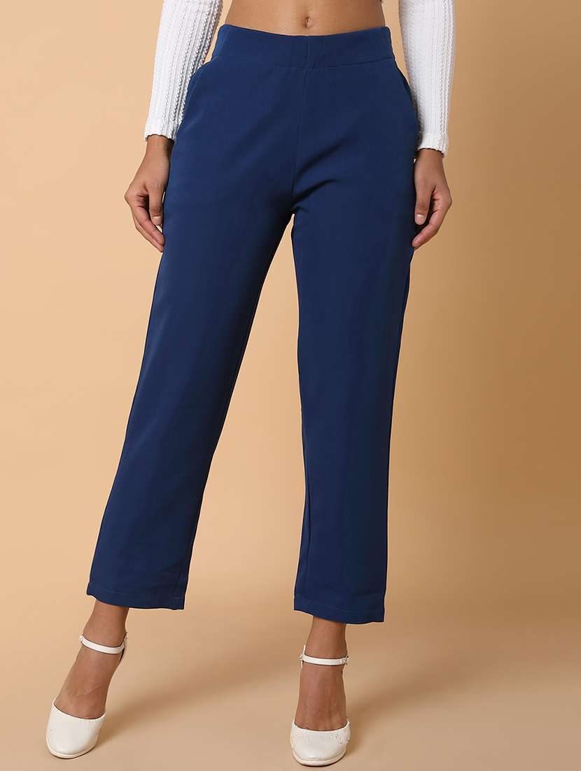 women solid mid rise tailored pants - 21463607 -  Zoom Image - 0