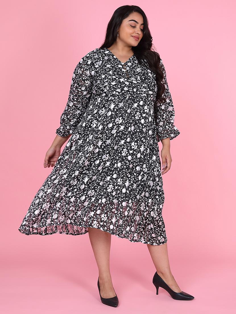 women plus size printed fit & flare dress - 21463626 - Standard Image - 2