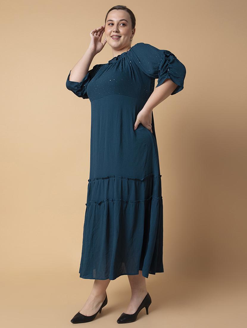 women plus size solid tiered dress - 21463631 - Standard Image - 2