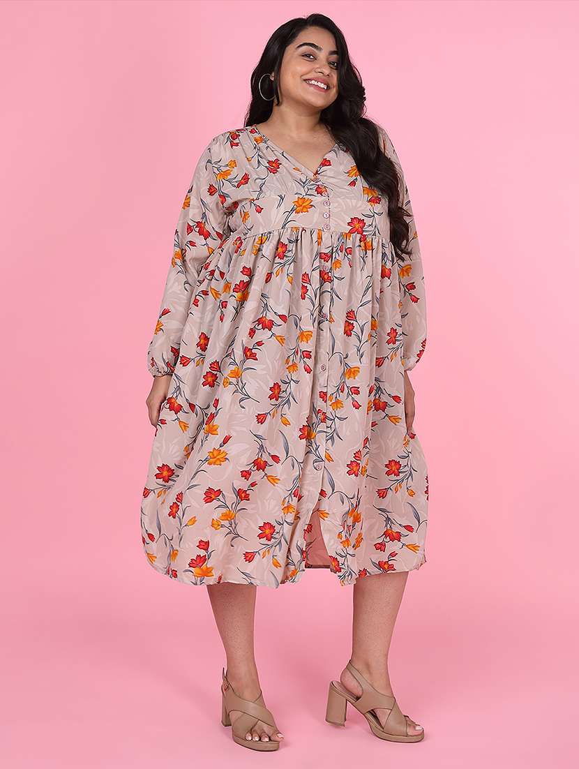 women plus size printed fit & flare dress - 21463634 - Standard Image - 2