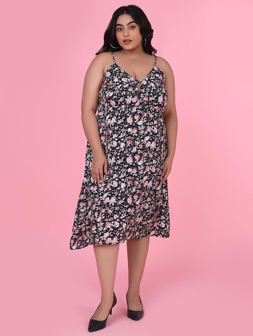 women black fit & flare plus size dress with shrug - 21463635 -  Zoom Image - 0