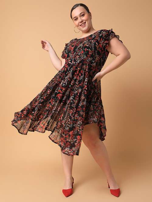 women plus size printed asymmetric dress - 21463636 -  Standard Image - 0