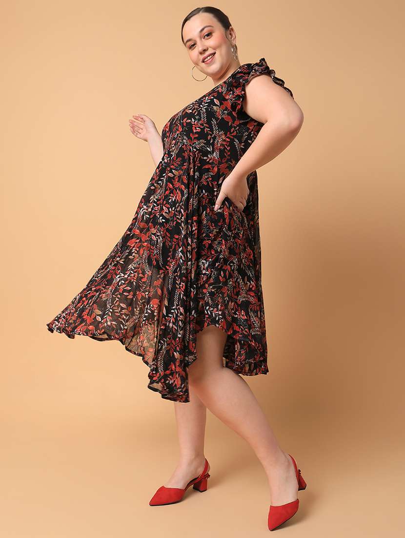 women plus size printed asymmetric dress - 21463636 - Standard Image - 2
